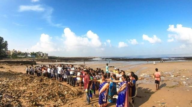 Beach Cleaning Drive by Municipal School Students at Silver Beach, Madh