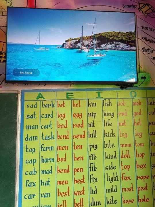 A smart TV in use at Goratpada Z. P. School