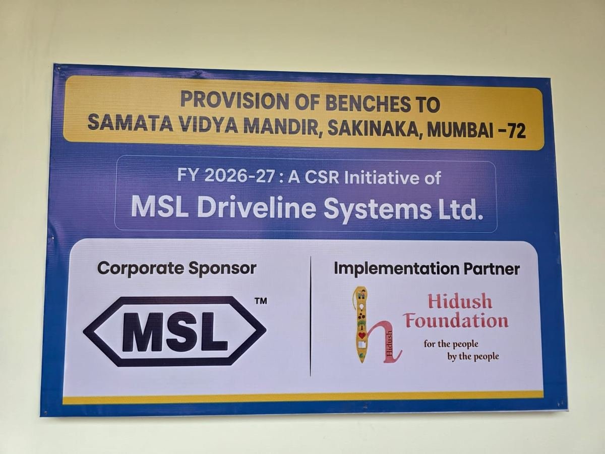 Provision of benches to Samata Vidya Mandir, a CSR initiative of MSL Driveline Systems Ltd.