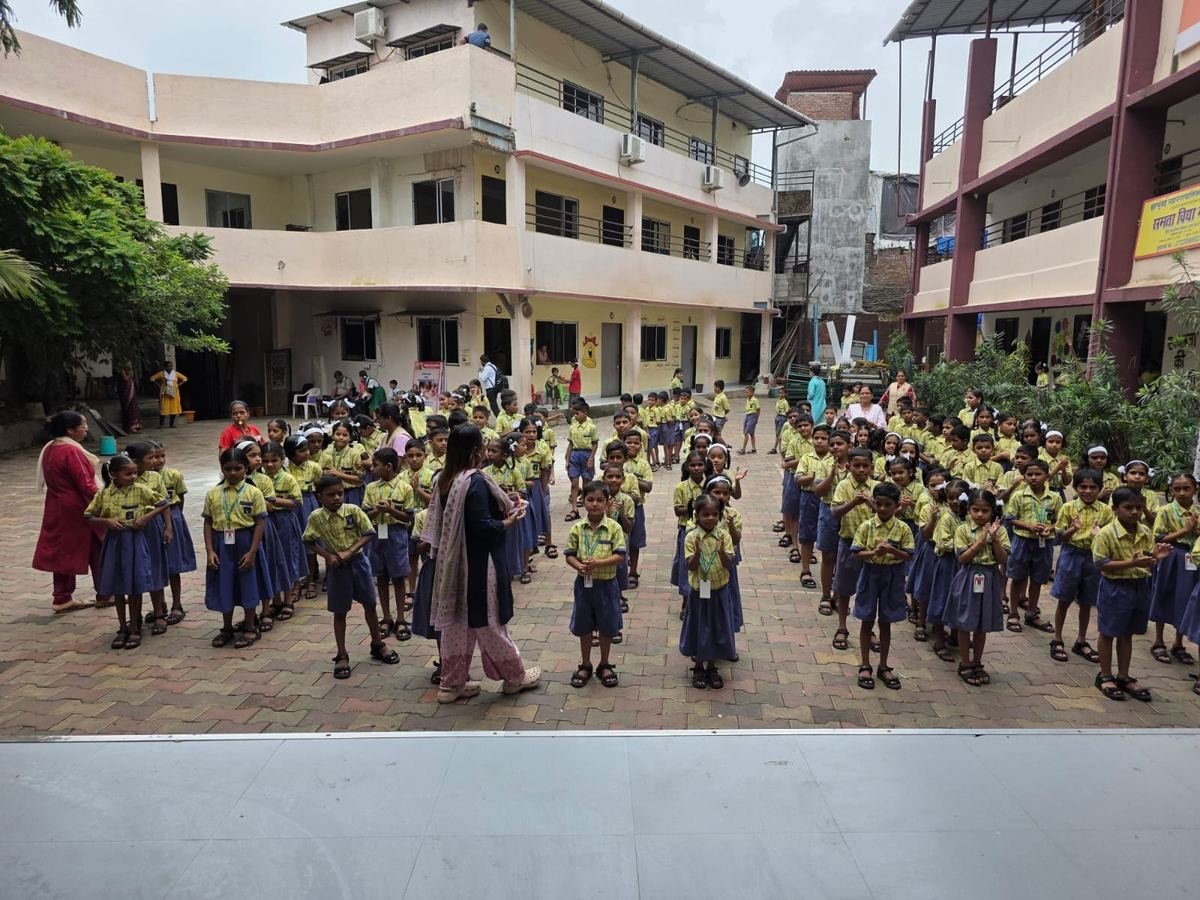 Students at the school assembly