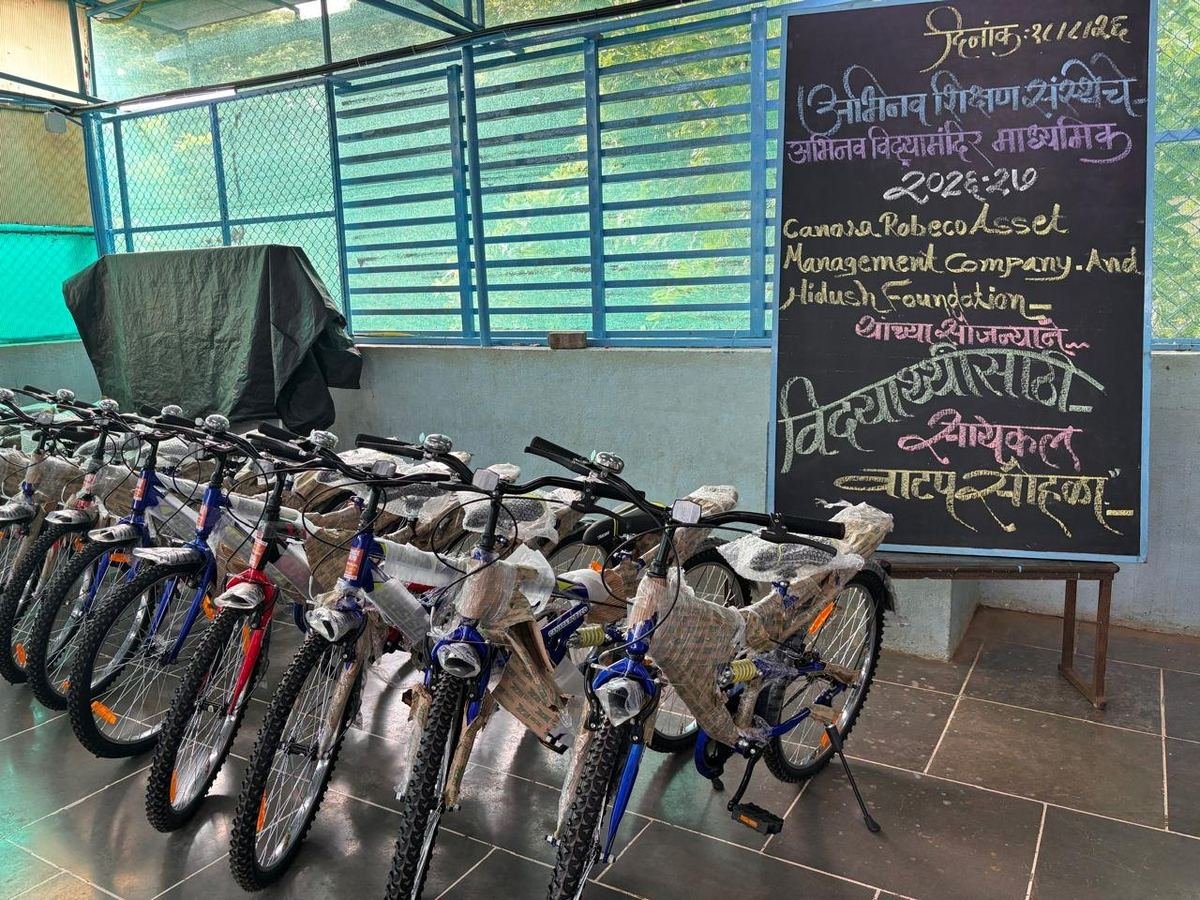 The new bicycles ready for the students
