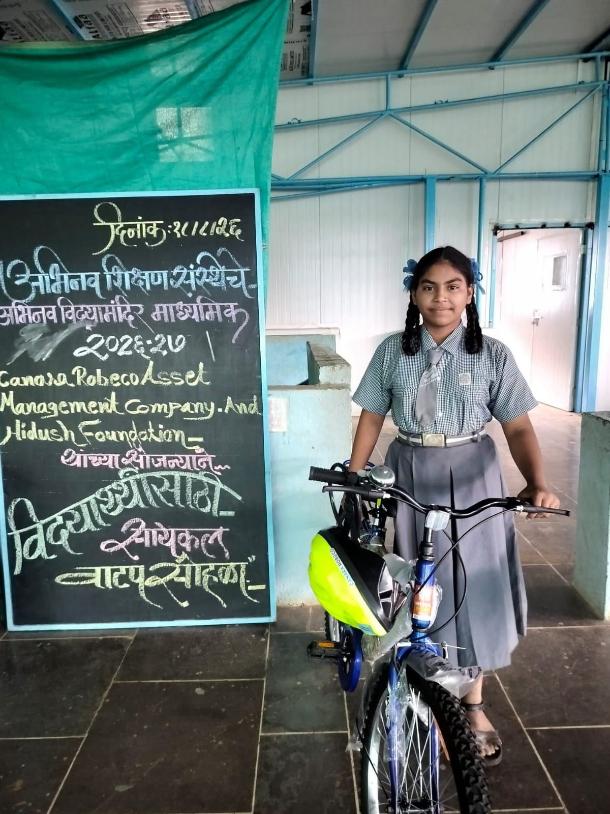 A student with her new bicycle