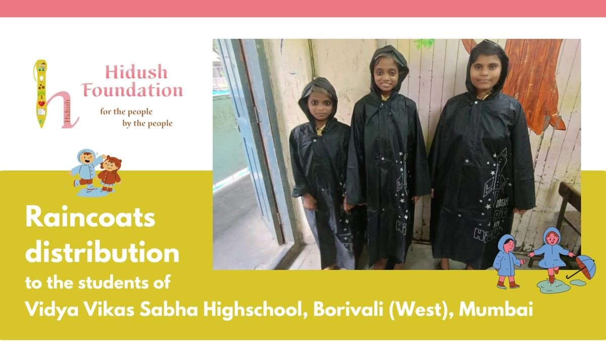 Students in their new raincoats