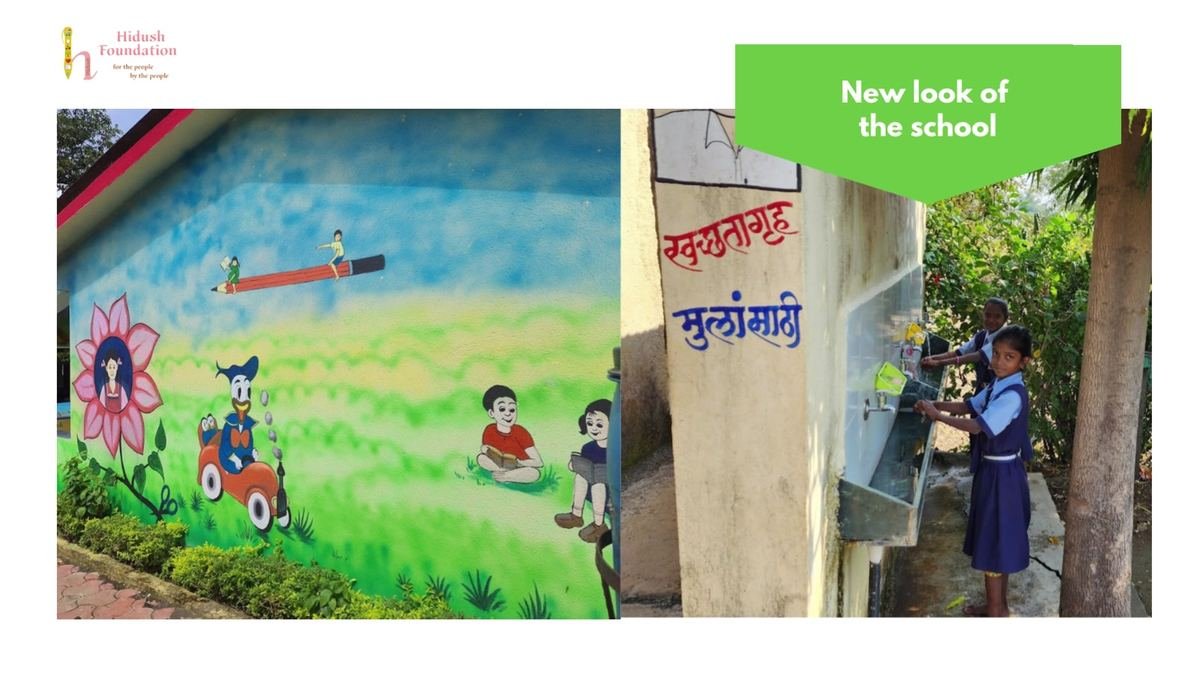 Educational artwork on the school walls