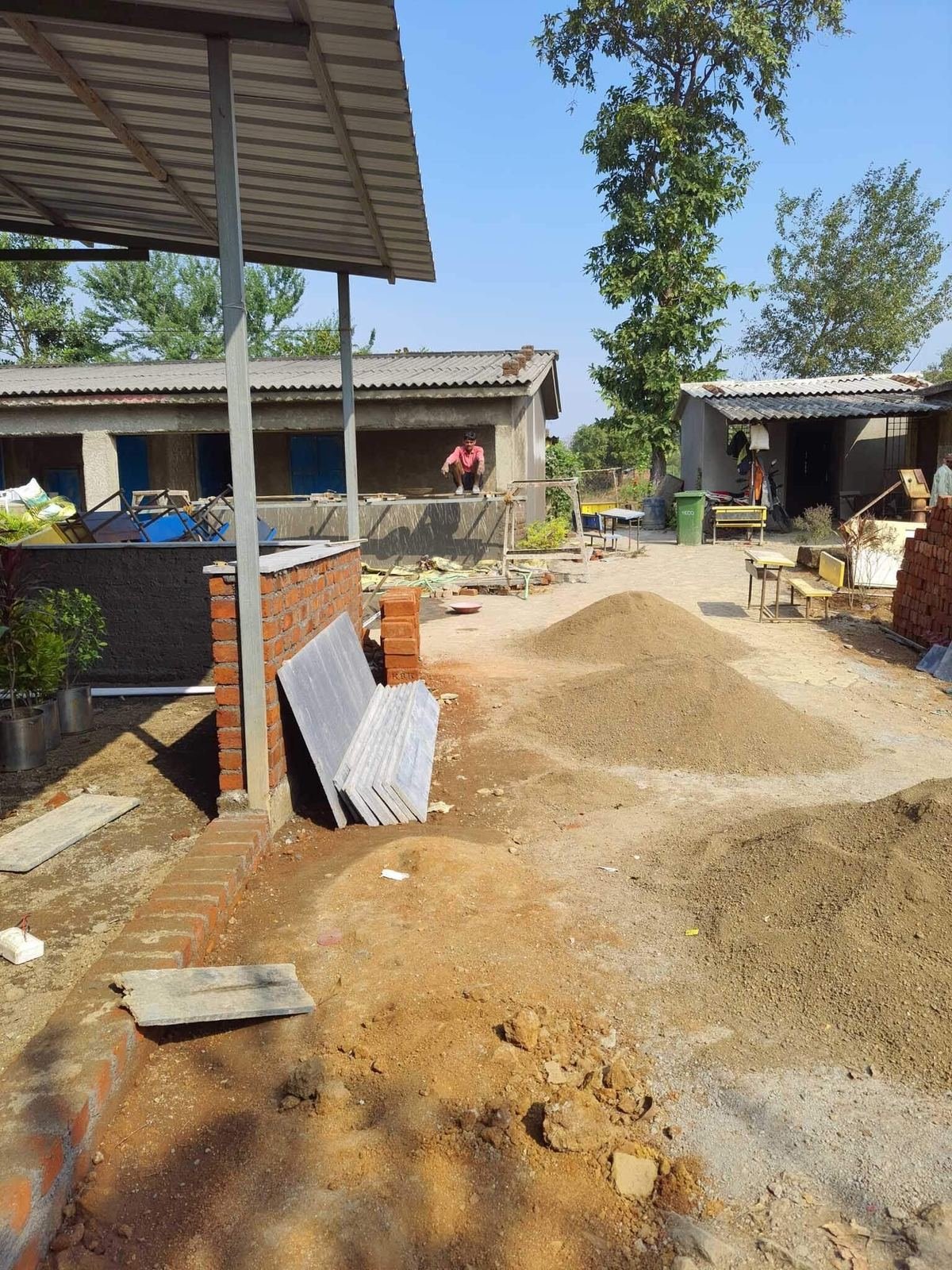 Repair Work in Progress at ZP School, Somta