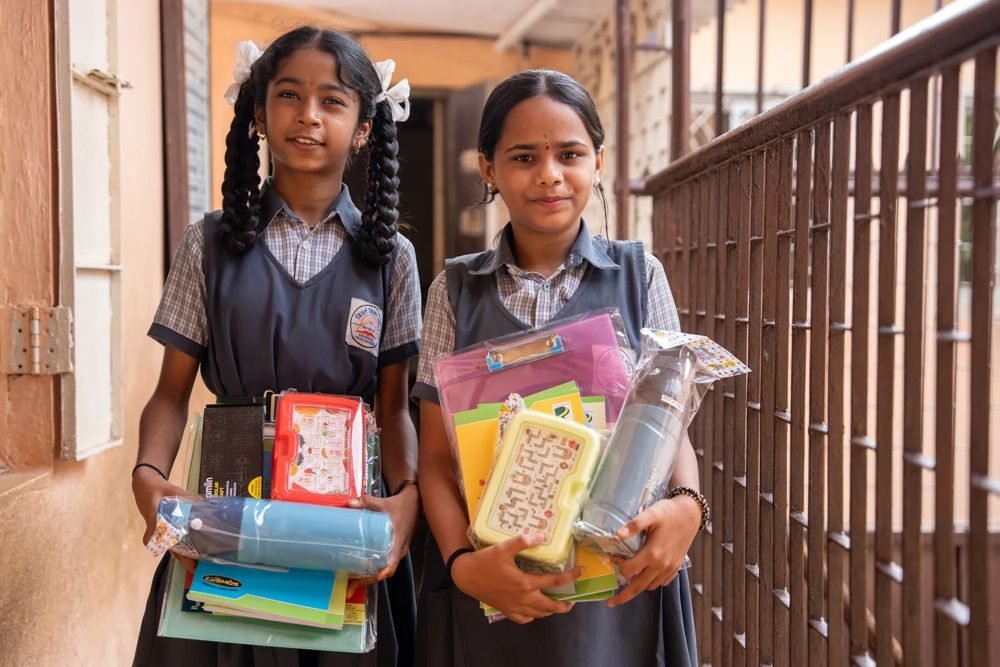 School supplies distribution at Vidarbha Vidya Mandir