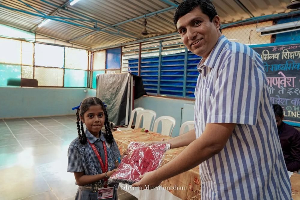 School uniform distribution at Abhinav Vidya Mandir